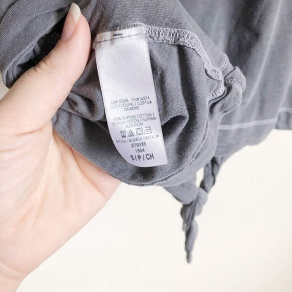Anthropologie Gray Short Sleeve Tie Front Tee - Picture 2 of 8